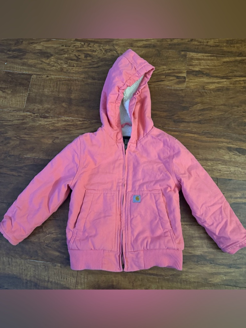 Carhartt Toddler Size 4T Pink Lined Canvas Hooded Jacket